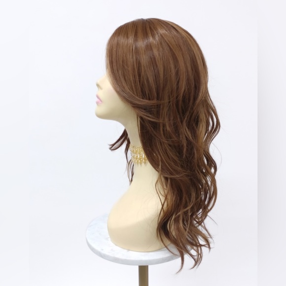 Auburn strawberry blonde wavy heat resistant wig main image 5